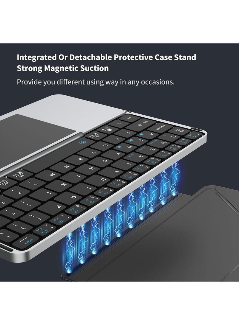 هاي لوك لوحة مفاتيح بلوتوث قابلة للطي وقابلة لإعادة الشحن فائقة النحافة مع لوحة لمس، تدعم مزامنة ما يصل إلى 3 أجهزة، لوحة مفاتيح لاسلكية محمولة قابلة للطي مع حامل حماية لأجهزة iPad والهواتف الذكية وأجهزة الكمبيوتر المحمولة - Image 5